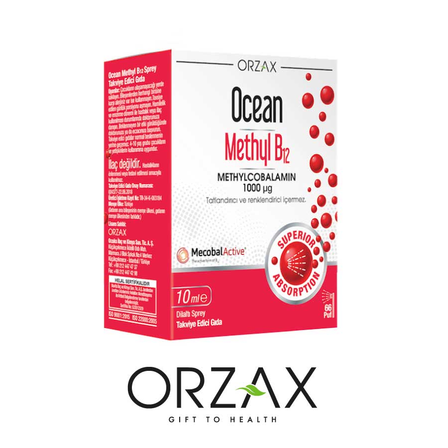Orzax Ocean Methyl B12 Takviyesi 1000 mcg Sprey Form 10 ml